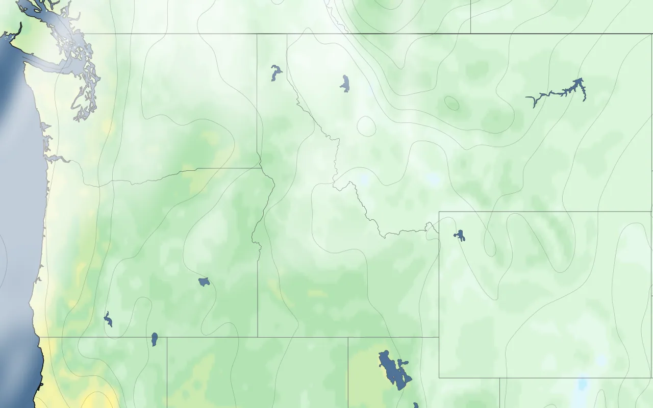 Northwest US forecast map — temperature and clouds; Beaverton marked